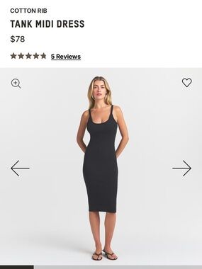 SKIMS Black Cotton Rib Tank Midi Dress